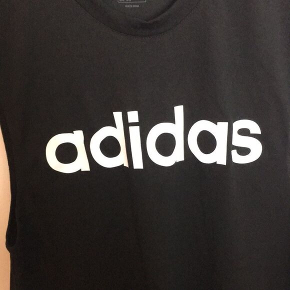 ADIDAS Black Logo Loose Muscle Tank Top Active Work-Out Sz Small - Picture 3 of 15